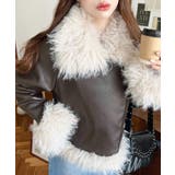 フェイクレザー×シープファームートン風ライダースジャケットブルゾン | moment+ | 詳細画像17 