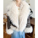 フェイクレザー×シープファームートン風ライダースジャケットブルゾン | moment+ | 詳細画像18 