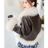 フェイクレザー×シープファームートン風ライダースジャケットブルゾン | moment+ | 詳細画像32 