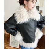 フェイクレザー×シープファームートン風ライダースジャケットブルゾン | moment+ | 詳細画像5 