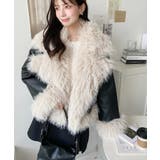 フェイクレザー×シープファームートン風ライダースジャケットブルゾン | moment+ | 詳細画像7 