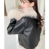フェイクレザー×シープファームートン風ライダースジャケットブルゾン | moment+ | 詳細画像8 