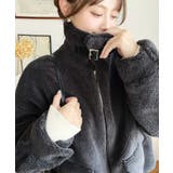 チャコールグレー | 2WAYアレンジカラーテディベアボアブルゾン | moment+