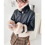 フェイクレザー×フェイクファームートン風裏地キルトフライトジャケット | moment+ | 詳細画像10 