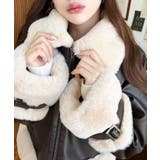 フェイクレザー×フェイクファームートン風裏地キルトフライトジャケット | moment+ | 詳細画像12 