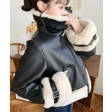 フェイクレザー×フェイクファームートン風裏地キルトフライトジャケット | moment+ | 詳細画像2 