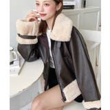 フェイクレザー×フェイクファームートン風裏地キルトフライトジャケット | moment+ | 詳細画像21 