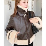 フェイクレザー×フェイクファームートン風裏地キルトフライトジャケット | moment+ | 詳細画像22 