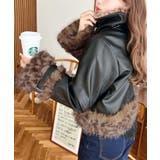 フェイクレザー×フェイクファームートン風裏地キルトフライトジャケット | moment+ | 詳細画像25 