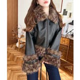 フェイクレザー×フェイクファームートン風裏地キルトフライトジャケット | moment+ | 詳細画像27 