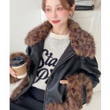 フェイクレザー×フェイクファームートン風裏地キルトフライトジャケット | moment+ | 詳細画像42 