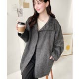 スタンドカラージップアップメランジシャギーコート | moment+ | 詳細画像2 