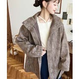 スタンドカラージップアップメランジシャギーコート | moment+ | 詳細画像20 