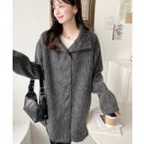 スタンドカラージップアップメランジシャギーコート | moment+ | 詳細画像4 