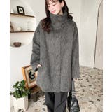 スタンドカラージップアップメランジシャギーコート | moment+ | 詳細画像5 