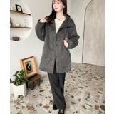 スタンドカラージップアップメランジシャギーコート | moment+ | 詳細画像6 