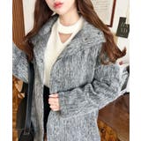 スタンドカラージップアップメランジシャギーコート | moment+ | 詳細画像8 