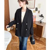 マットゴールド釦ダブルテーラードジャケット | moment+ | 詳細画像3 