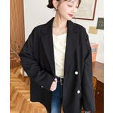 ブラック | マットゴールド釦ダブルテーラードジャケット | moment+