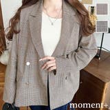 グレンチェックダブルテーラージャケットマットゴールド釦 | moment+ | 詳細画像1 