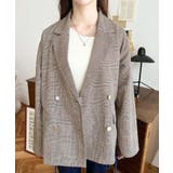 グレンチェックダブルテーラージャケットマットゴールド釦 | moment+ | 詳細画像14 