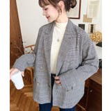 グレンチェックダブルテーラージャケットマットゴールド釦 | moment+ | 詳細画像2 