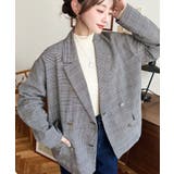 グレンチェックダブルテーラージャケットマットゴールド釦 | moment+ | 詳細画像4 