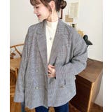 グレンチェックダブルテーラージャケットマットゴールド釦 | moment+ | 詳細画像5 