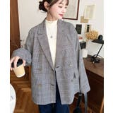 グレンチェックダブルテーラージャケットマットゴールド釦 | moment+ | 詳細画像6 