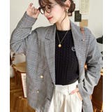 グレンチェックダブルテーラージャケットマットゴールド釦 | moment+ | 詳細画像8 