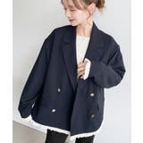 マットゴールド釦配色フリルピンストライプWテーラージャケット | moment+ | 詳細画像13 