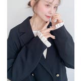 マットゴールド釦配色フリルピンストライプWテーラージャケット | moment+ | 詳細画像19 