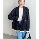 マットゴールド釦配色フリルピンストライプWテーラージャケット | moment+ | 詳細画像20 