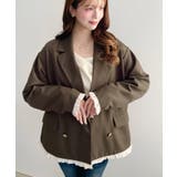 マットゴールド釦配色フリルピンストライプWテーラージャケット | moment+ | 詳細画像22 