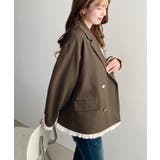 マットゴールド釦配色フリルピンストライプWテーラージャケット | moment+ | 詳細画像24 