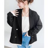 マットゴールド釦配色フリルピンストライプWテーラージャケット | moment+ | 詳細画像27 