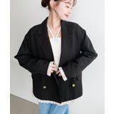 マットゴールド釦配色フリルピンストライプWテーラージャケット | moment+ | 詳細画像28 