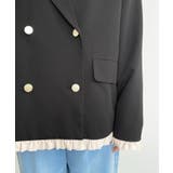 マットゴールド釦配色フリルピンストライプWテーラージャケット | moment+ | 詳細画像32 