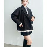 マットゴールド釦配色フリルピンストライプWテーラージャケット | moment+ | 詳細画像38 