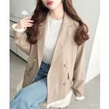 マットゴールド釦配色フリルピンストライプWテーラージャケット | moment+ | 詳細画像42 