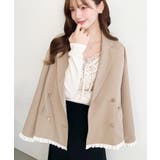 マットゴールド釦配色フリルピンストライプWテーラージャケット | moment+ | 詳細画像44 