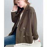 ブラウン | マットゴールド釦配色フリルピンストライプWテーラージャケット | moment+