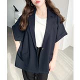 ネイビー | 半袖テーラージャケット マットゴールド釦 | moment+