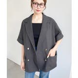 リネンタッチ半袖ダブルテーラージャケット | moment+ | 詳細画像10