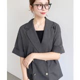 リネンタッチ半袖ダブルテーラージャケット | moment+ | 詳細画像15