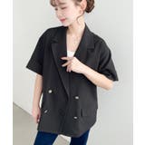 リネンタッチ半袖ダブルテーラージャケット | moment+ | 詳細画像2