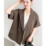 リネンタッチ半袖ダブルテーラージャケット | moment+ | 詳細画像27