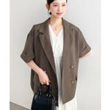 リネンタッチ半袖ダブルテーラージャケット | moment+ | 詳細画像28