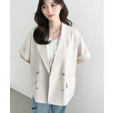 リネンタッチ半袖ダブルテーラージャケット | moment+ | 詳細画像38