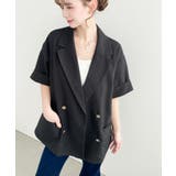 リネンタッチ半袖ダブルテーラージャケット | moment+ | 詳細画像4